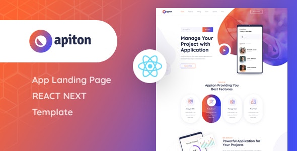 Apiton - React Next App 应用程序着陆页模板