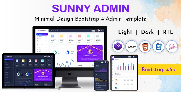 Sunny - Bootstrap 4 响应式网站后台HTML模板