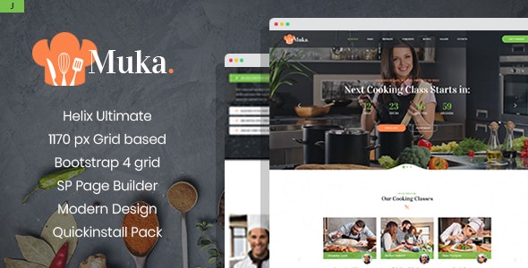 Muka - 面包房烹饪厨师培训Joomla模板