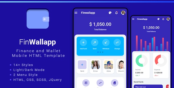 Finwallapp 移动设备APP网站HTML模板