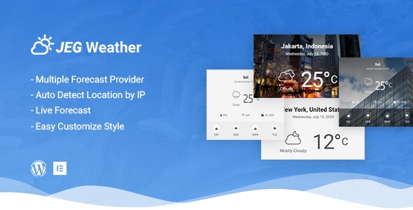 Jeg Weather Forecast WordPress Plugin - Elementor/WPBakery编辑器天气插件