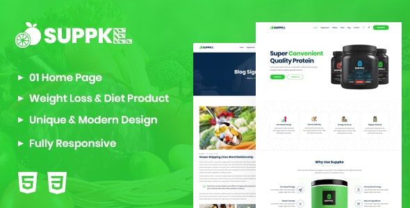 Suppke - 保健品营养品网站着陆页HTML5模板