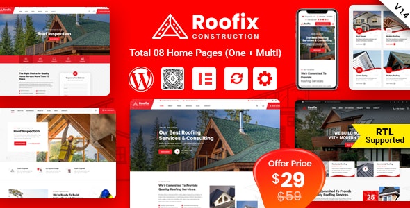 Roofix - Roofing Services WordPress Theme