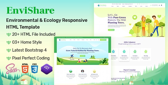 EnviShare- 环境生态保护绿化造林HTML5模板