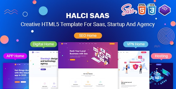 HalciSaas - 适用于 Saas初创公司代理机构创意 HTML5 模板