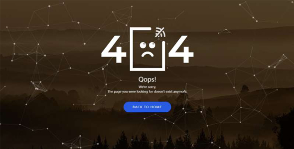  Particle animation background 404 error page special effect