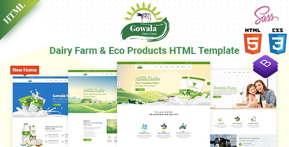 Gowala - 奶牛场生态健康产品 HTML 模板