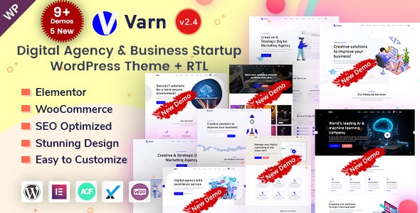  Varn - Elementor Visual Editor SEO Marketing Promotion WordPress Theme