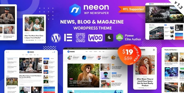  Neeon - Blog News Website Template WordPress Theme