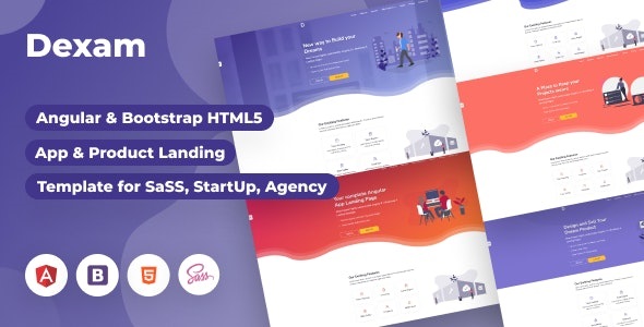 Dexam - Angular & Bootstrap 4 产品着陆页网站模板