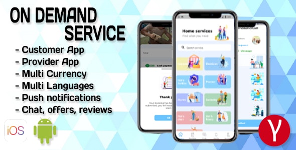 Handyman Service 4 Apps Customer+Provider+Admin Panel - 杂工临时工服务