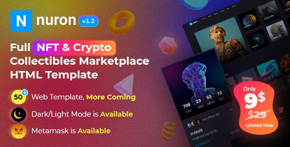 Nuron - NFT 区块链作品销售商店HTML5模板
