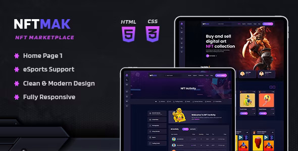 NFTMAK - NFT 数字市场作品交易HTML5模板