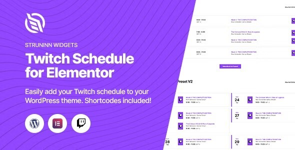 Struninn - Twitch Schedule Elementor Widget