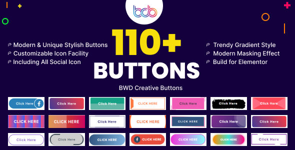 BWD creative buttons elementor addon - 可视化按钮插件