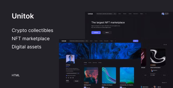 Unitok – NFT 作品交易市场HTML模板