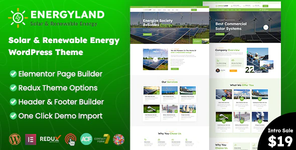 Energyland - 太阳能可再生能源网站模板WordPress主题