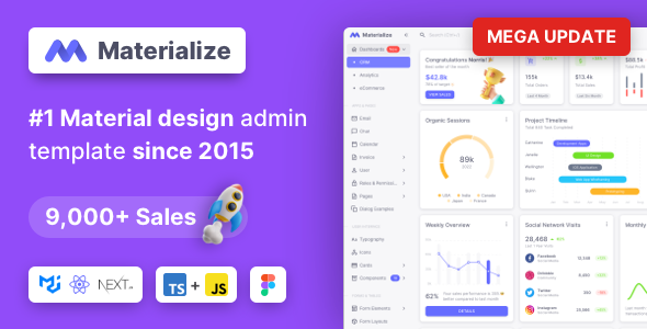 Materialize - MUI React Next.Js Vuejs 后台HTML管理面板