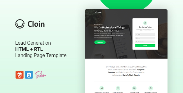  Cloin - HTML Landing Page Template