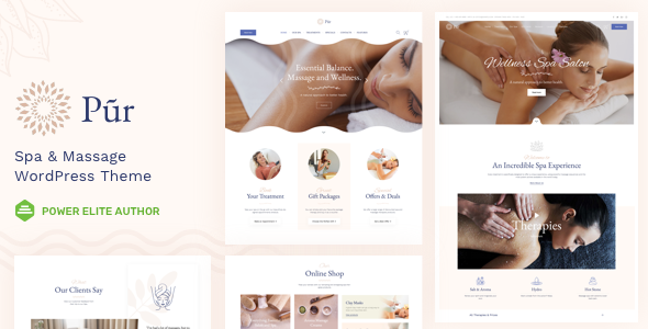  Pur Spa Leisure Beauty Care Spa Massage Website WordPress Template