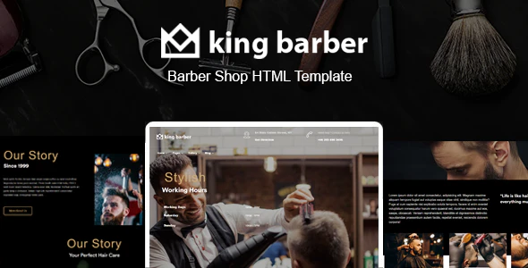  King Barber - Barber Beauty Care Website HTML5 Template