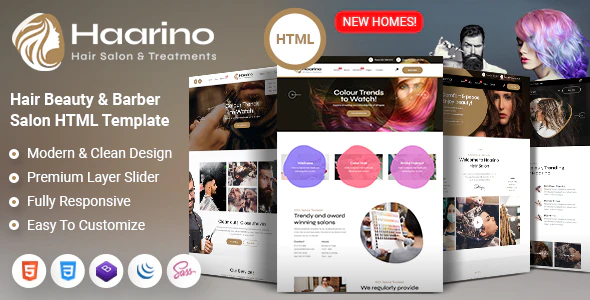  Haarino - Salon Beauty Salon Website HTML Template