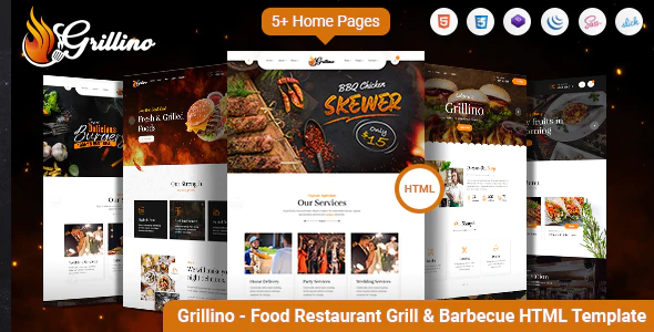  Grillino - Catering, Food, Fast Food, Western Food Website HTML Template