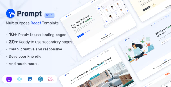 Prompt - 现代时尚多用途 React 网站模板