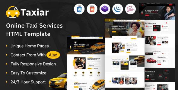  Taxiar - Online taxi hailing service HTML template