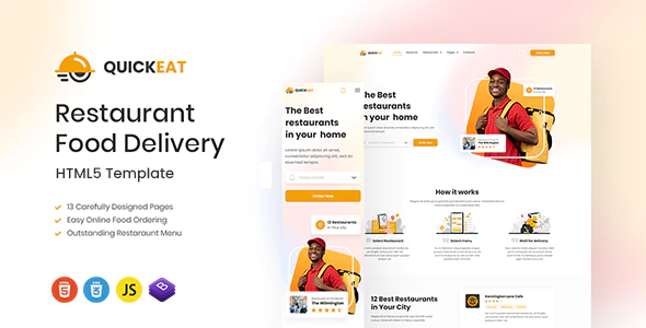  Quickeat - Food and Beverage Fast Food Delivery Website HTML Template