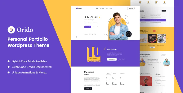  Orido - WordPress template of professional resume display website